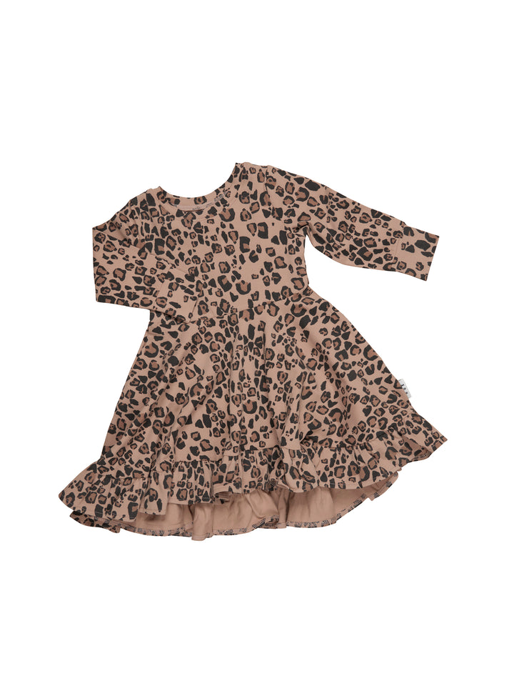 Huxbaby Jaguar Long Sleeve Swing Dress - Maple Sugar