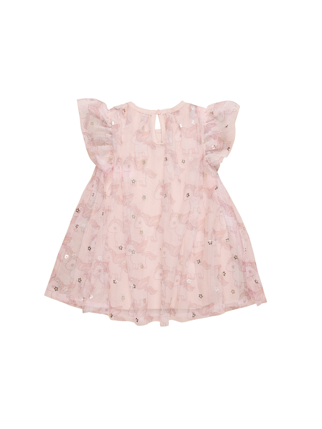 Huxbaby Unicorn Flutter Sleeve Dress - Rose