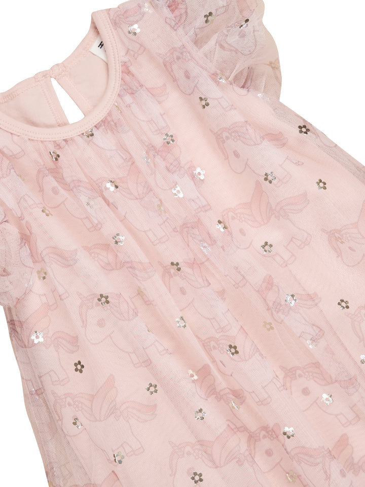 Huxbaby Unicorn Flutter Sleeve Dress - Rose