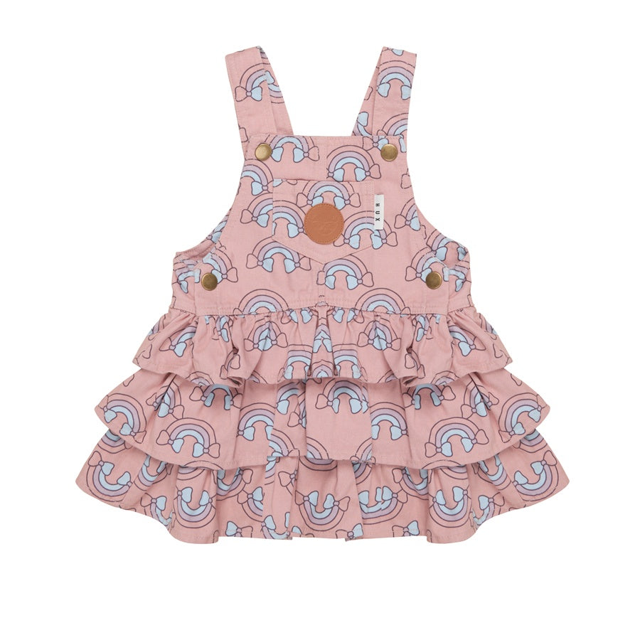 Huxbaby Rainbow Overall Frill Dress - Dusty Rose