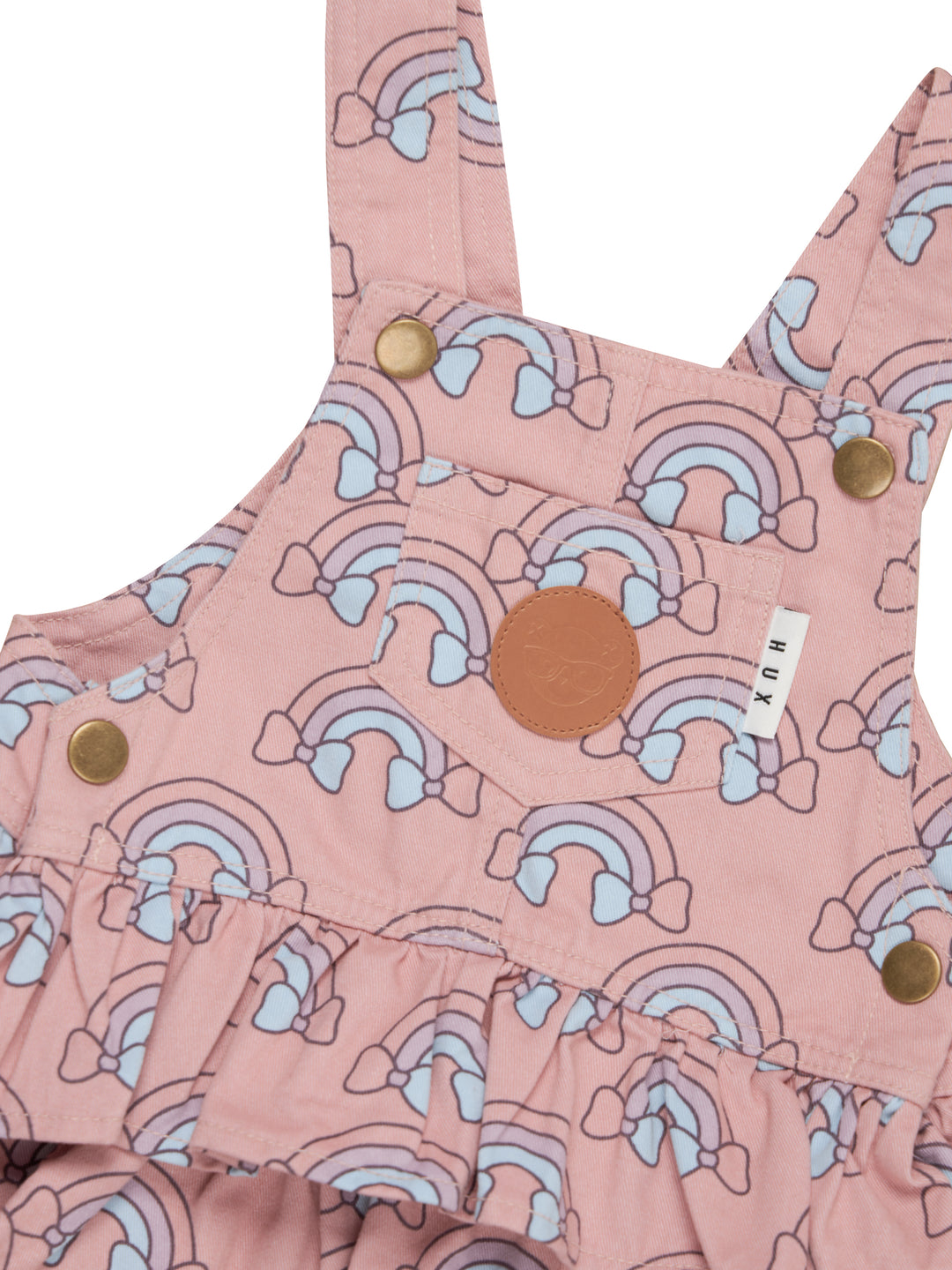 Huxbaby Rainbow Overall Frill Dress - Dusty Rose