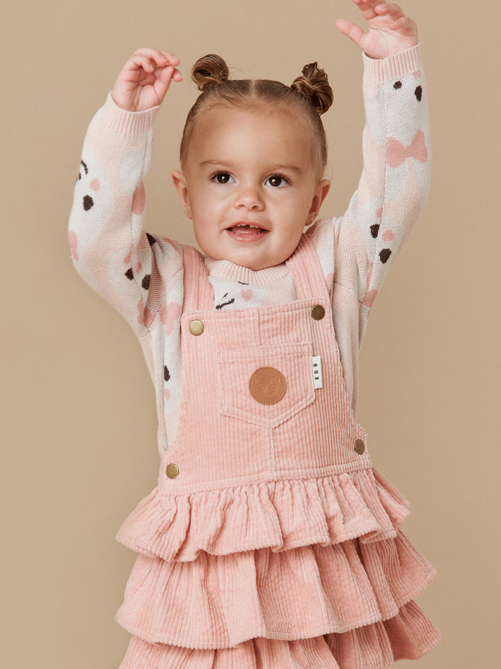 Huxbaby Cord Overall Frill Dress - Rosebud