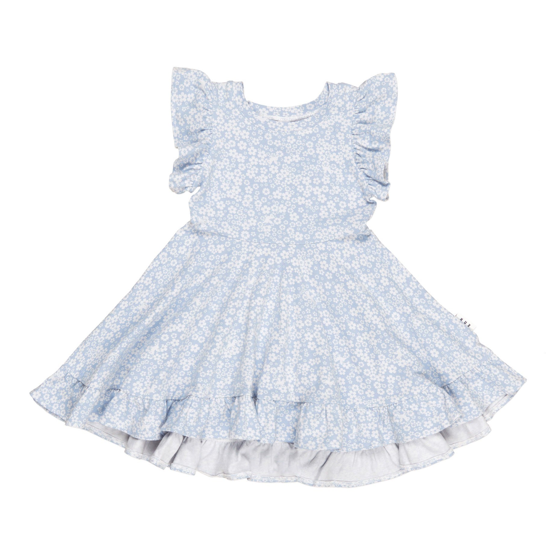 Unicorn Surprise Frill Swing Dress - Dusty Blue