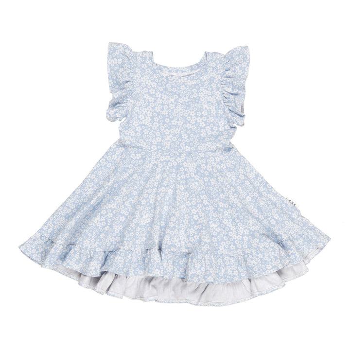 Huxbaby Unicorn Surprise Frill Swing Dress - Dusty Blue