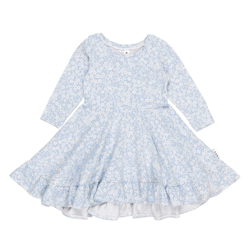 Unicorn Surprise Long Sleeve Swing Dress - Dusty Blue