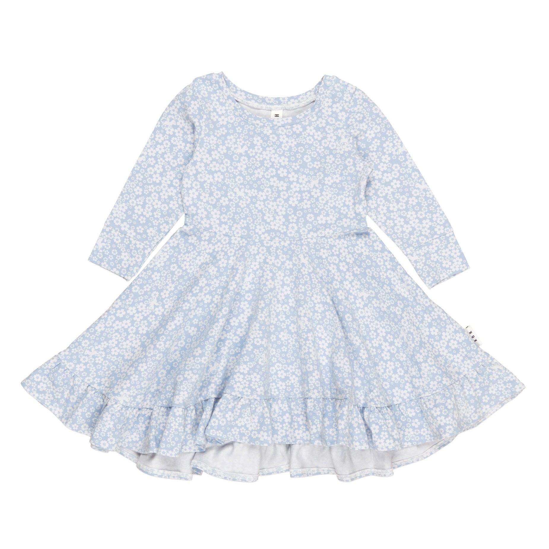 Unicorn Surprise Long Sleeve Swing Dress - Dusty Blue