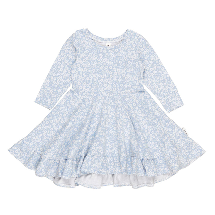 Huxbaby Unicorn Surprise Long Sleeve Swing Dress - Dusty Blue