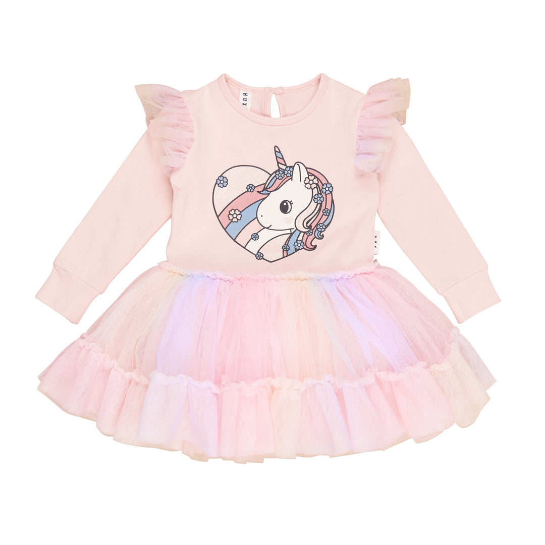 Huxbaby Loveheart Unicorn Ballet Dress - Pink Pearl