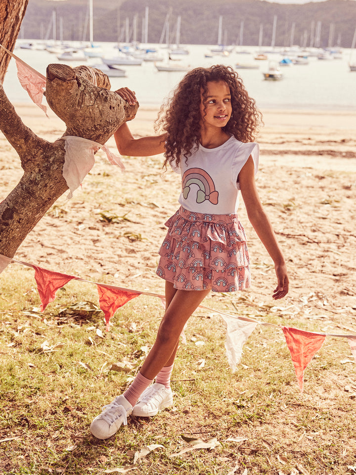 Huxbaby Rainbow Frill Skirt - Dusty Rose