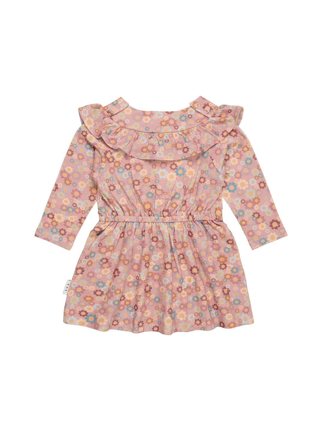 Huxbaby Rainbow Flower Bear Frill Dress - Dusty Rose