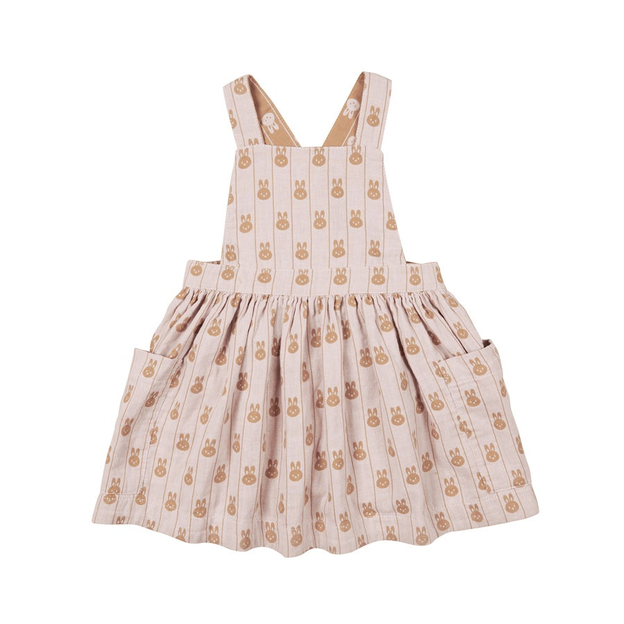 Huxbaby Bunny Stripe Reversible Pinafore - Rose + Biscuit