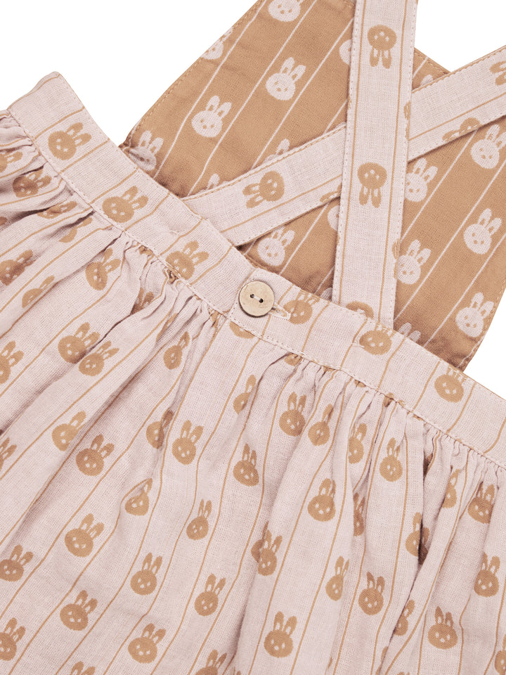 Huxbaby Bunny Stripe Reversible Pinafore - Rose + Biscuit