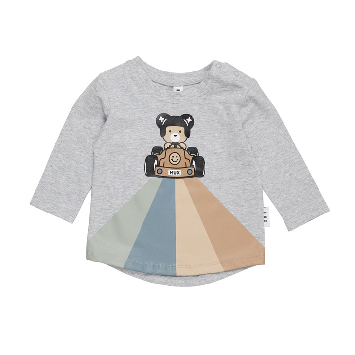 Huxbaby Racer Bear Top - Grey Marle