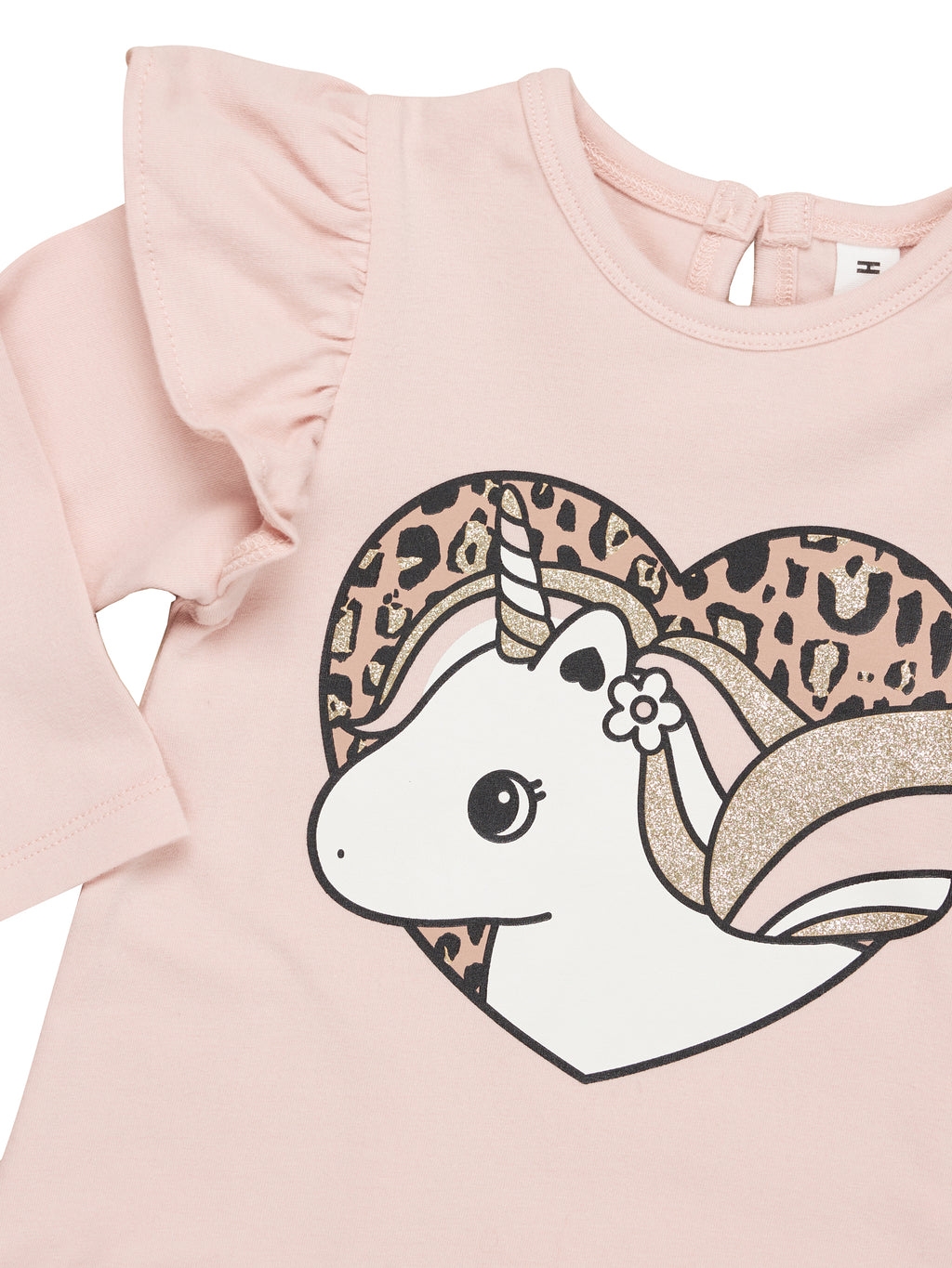 Huxbaby Unicorn Heart Frill Top - Rose