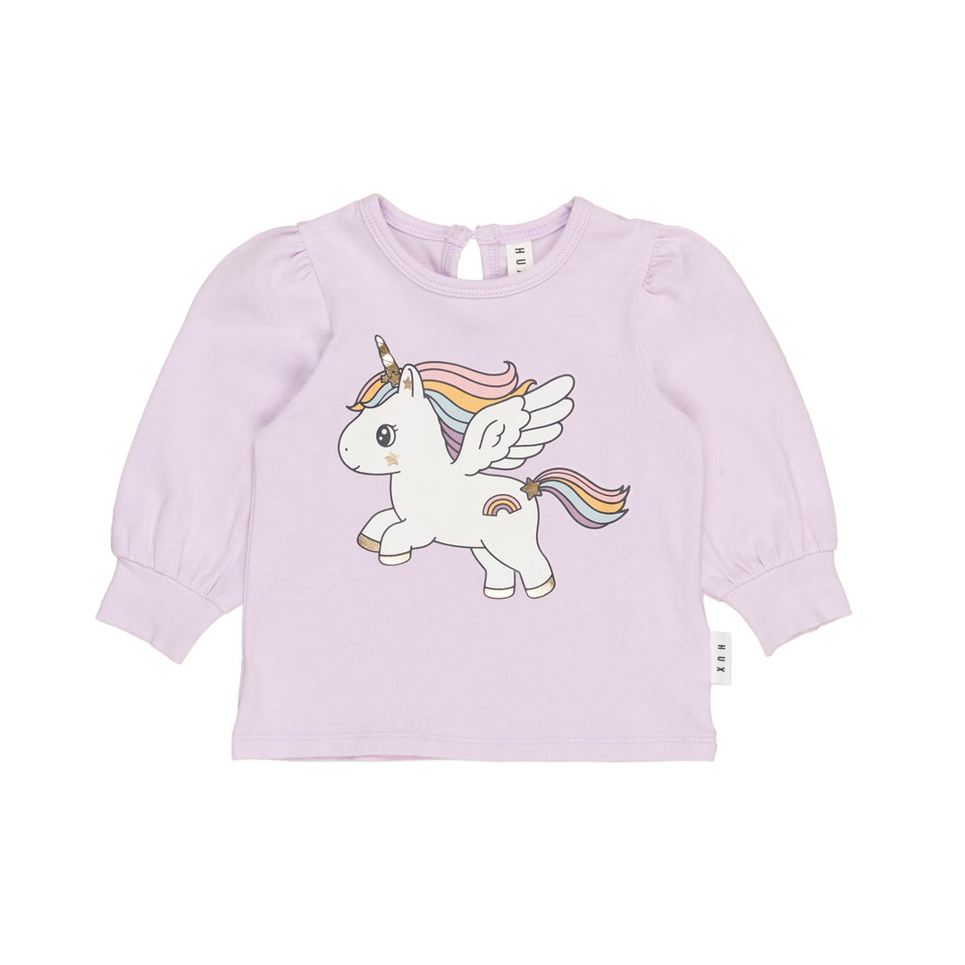 Huxbaby Magical Unicorn Puff Top - Bright Orchid