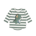 Furry Dino Stripe Top - Spruce + Almond