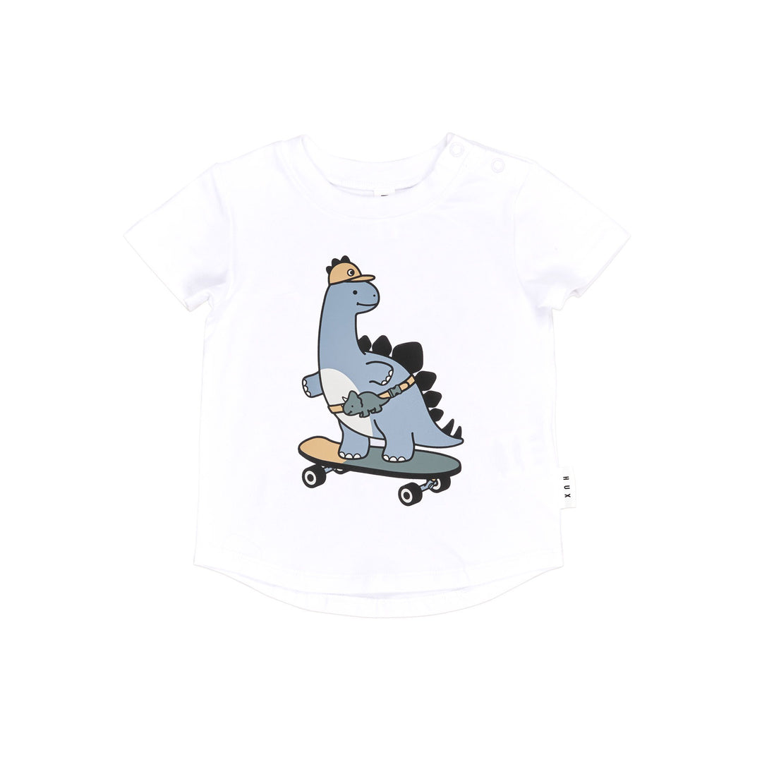 Huxbaby Skatin' Dino T-Shirt - White