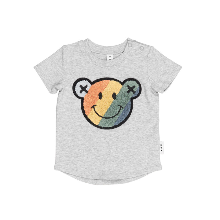 Huxbaby Smiley Rainbow T-Shirt - Grey Marle