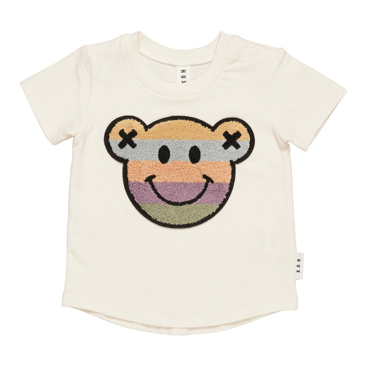Huxbaby Rainbow Smile Bear T-Shirt Almond Milk