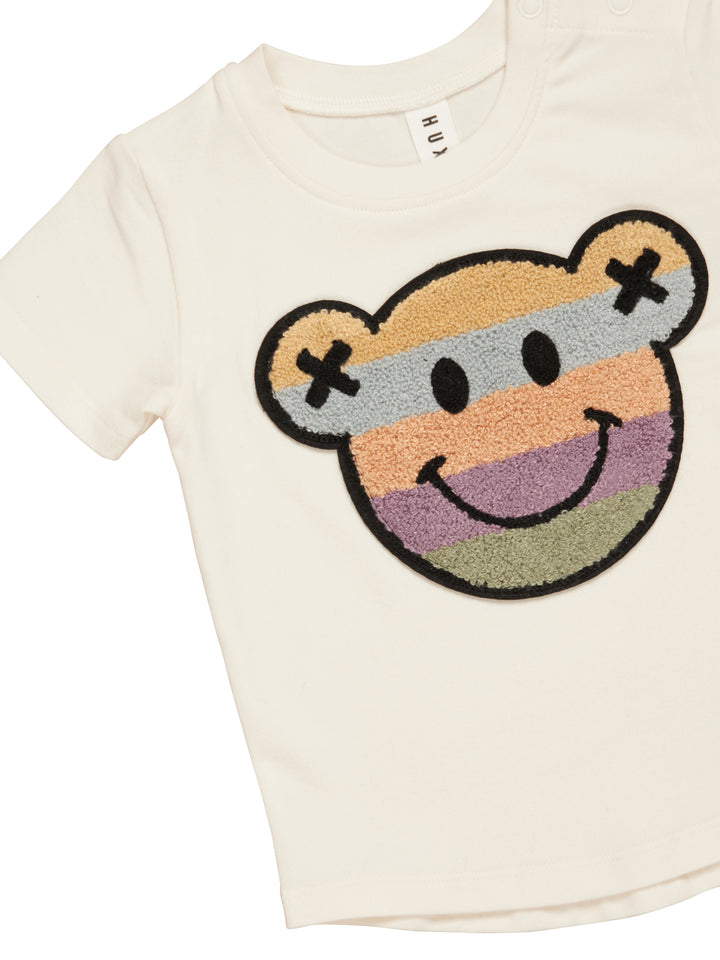 Huxbaby Rainbow Smile Bear T-Shirt Almond Milk