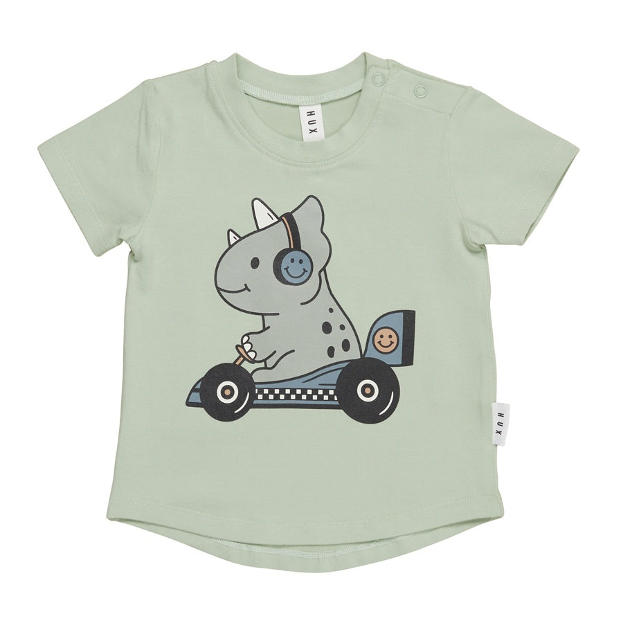 Huxbaby Dino Racer T-Shirt Thyme