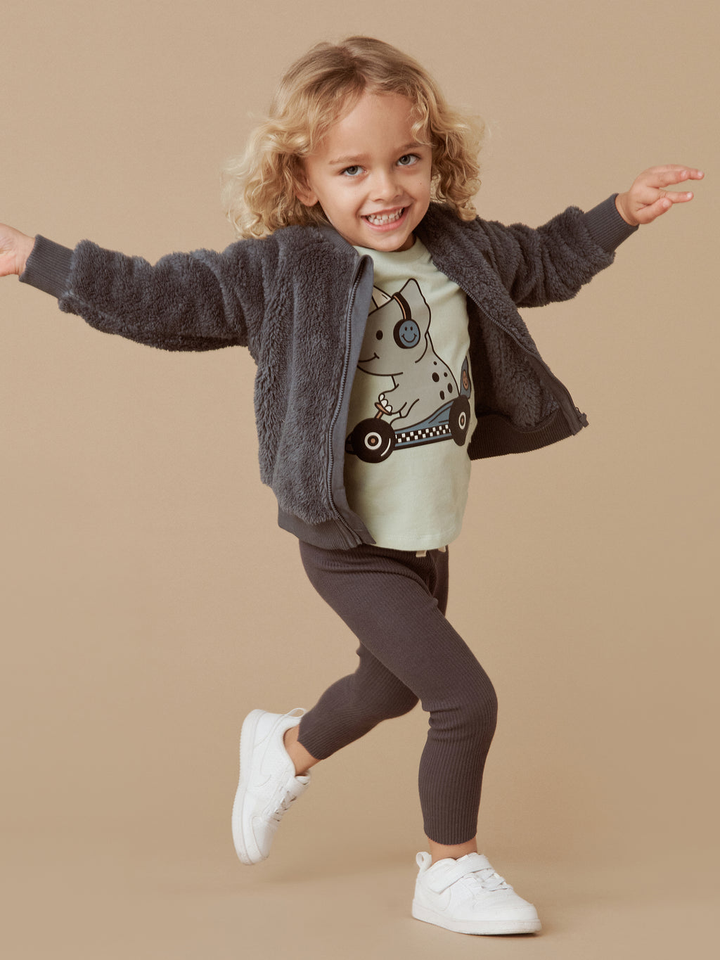 Huxbaby Dino Racer T-Shirt Thyme