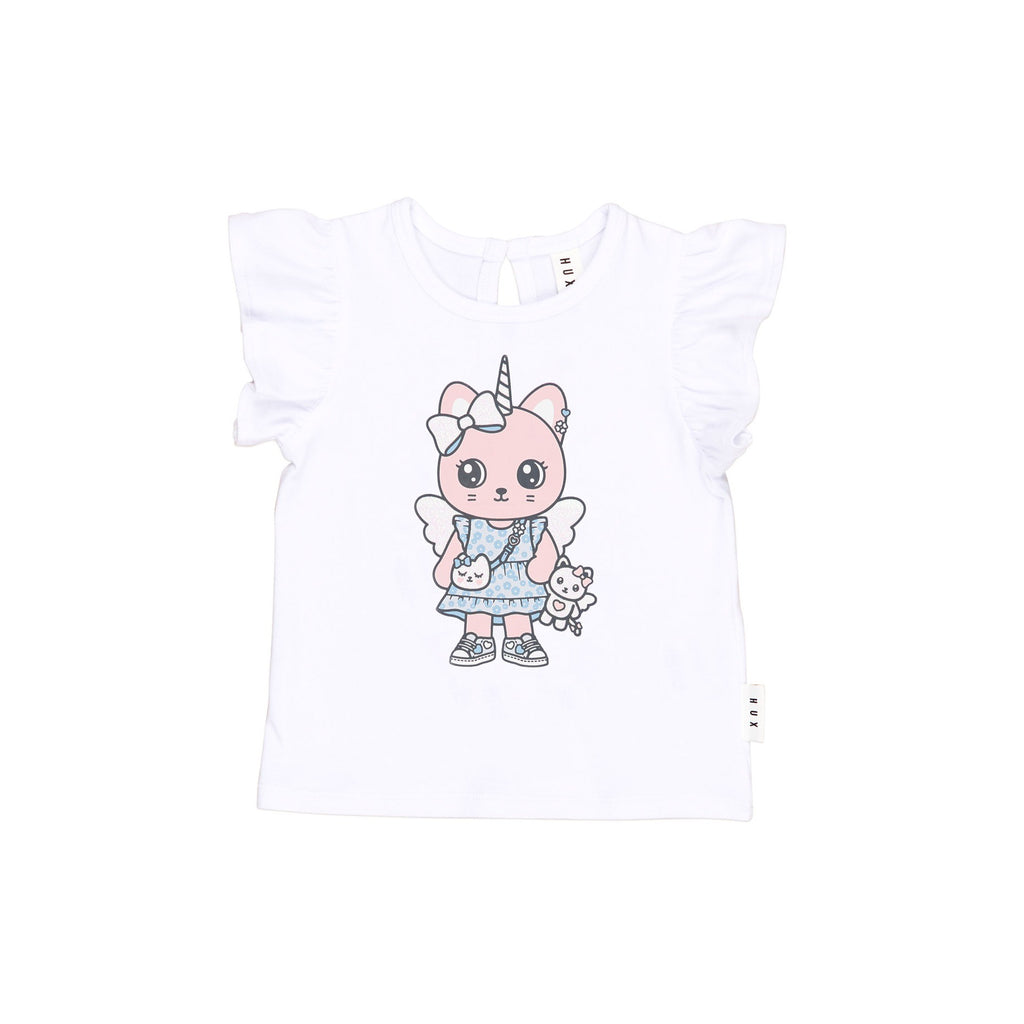 Glitter Caticorn Frill T-Shirt - White