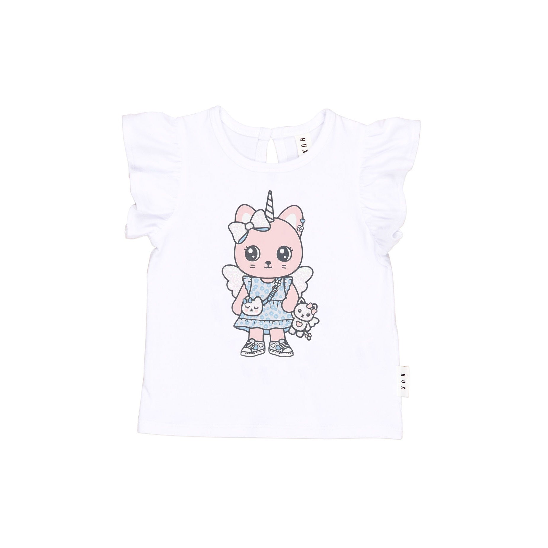 Glitter Caticorn Frill T-Shirt - White