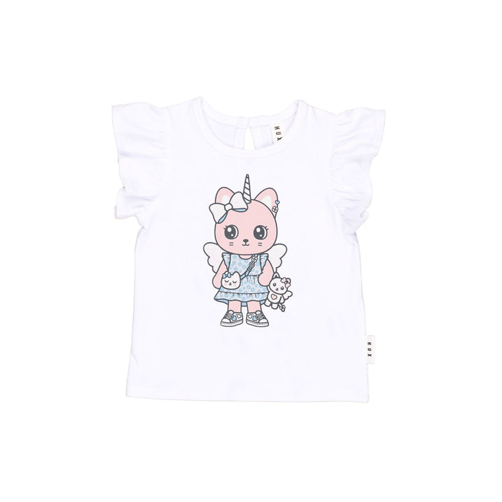 Huxbaby Glitter Caticorn Frill T-Shirt - White