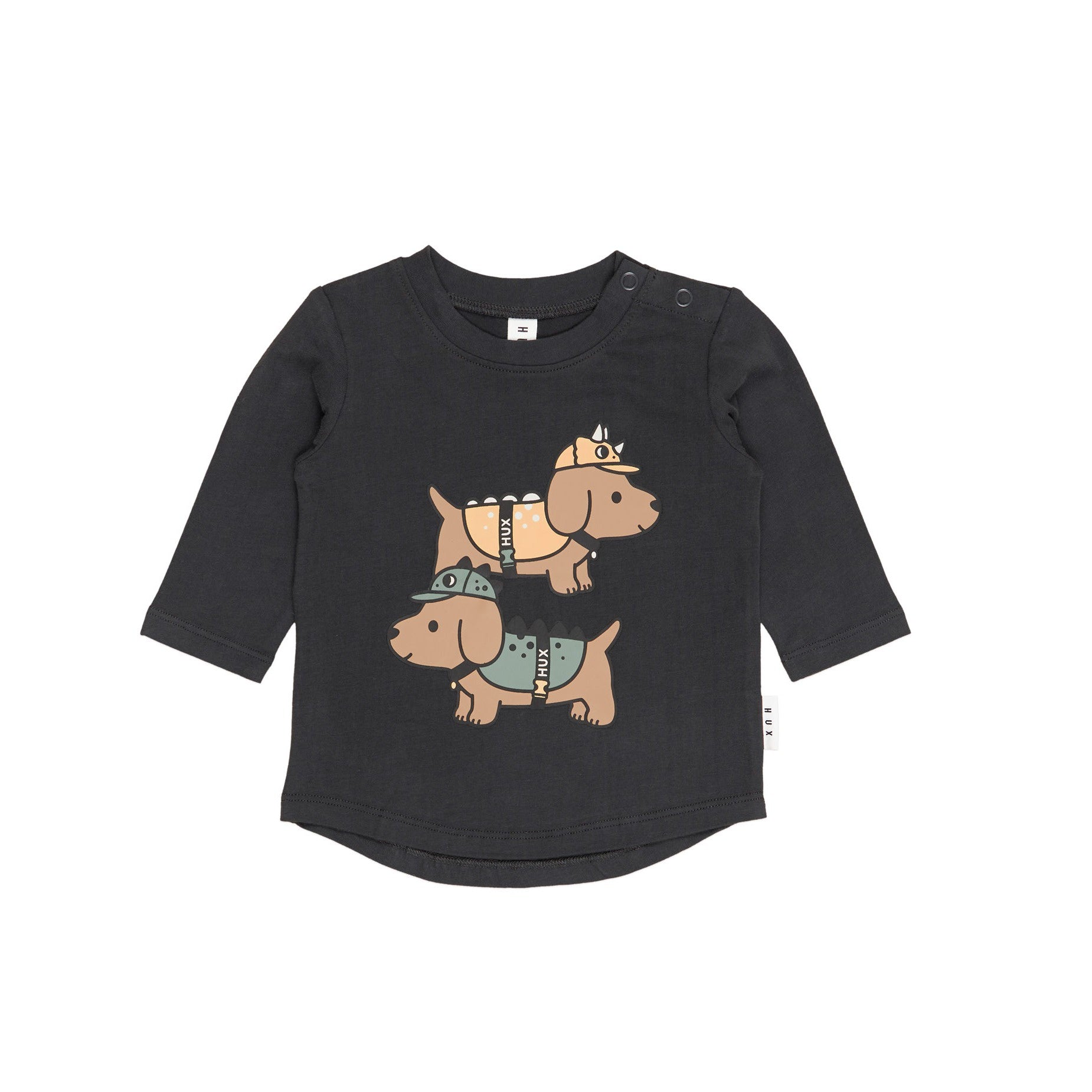 Dino Dog Pals Top - Soft Black
