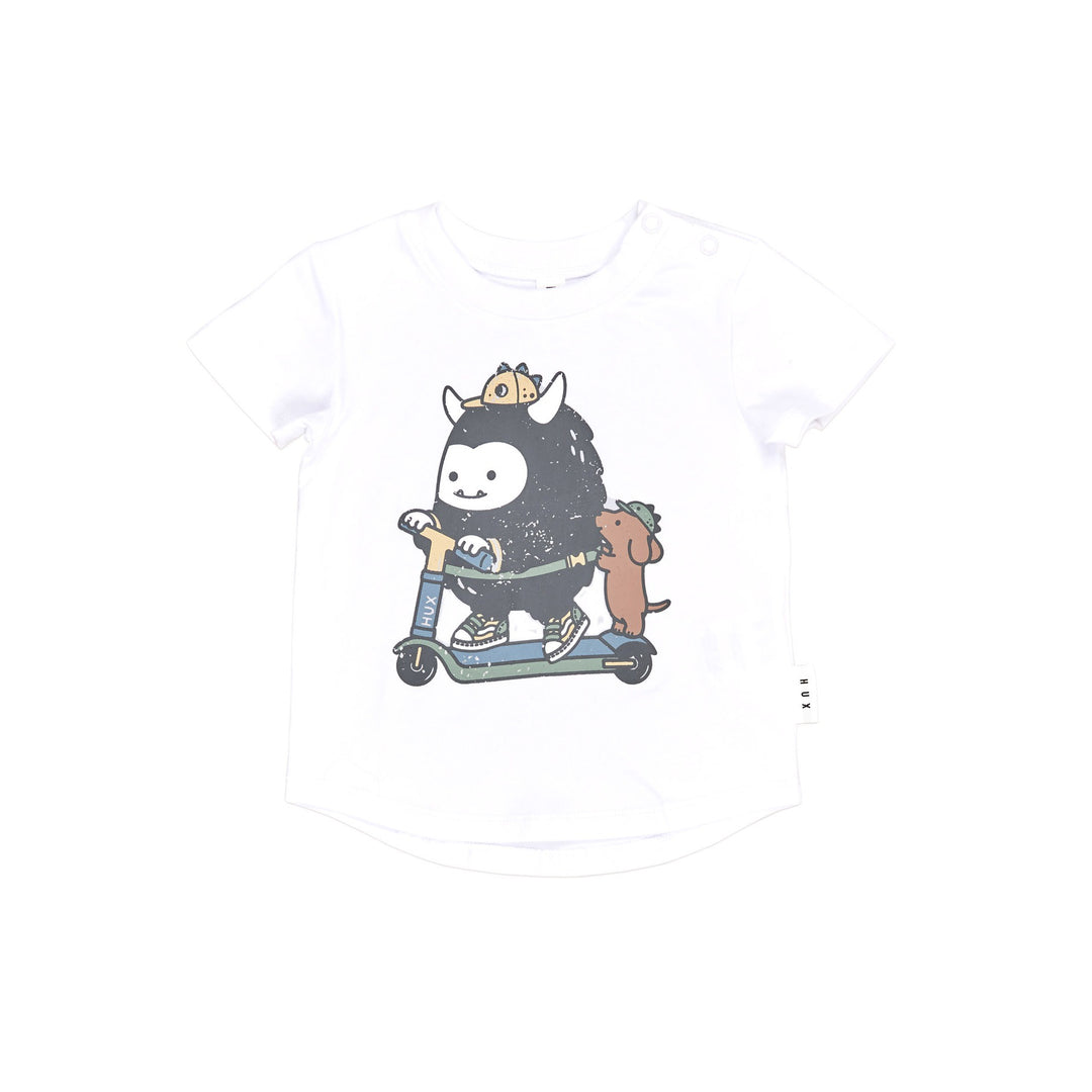 Huxbaby Scooter Monster T-Shirt - White
