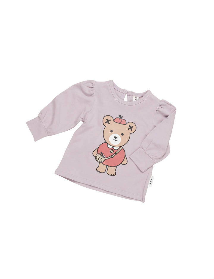 Huxbaby Apple Bear Puff Top - Lavender