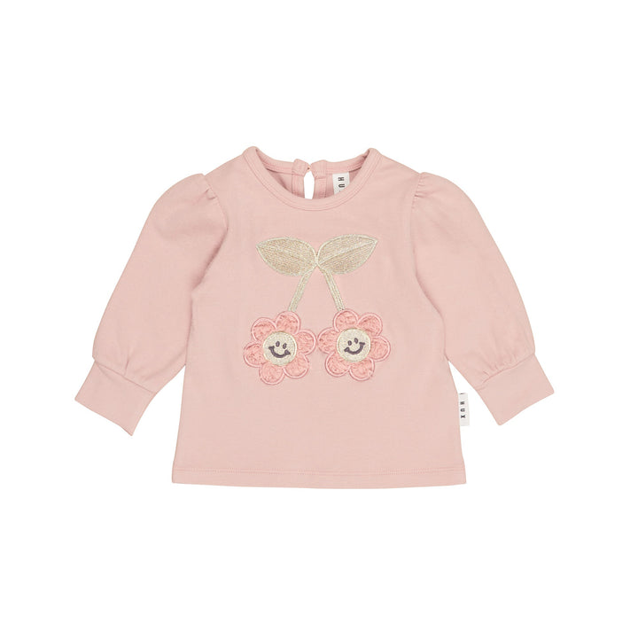 Huxbaby Smile Flower Puff Top - Peony