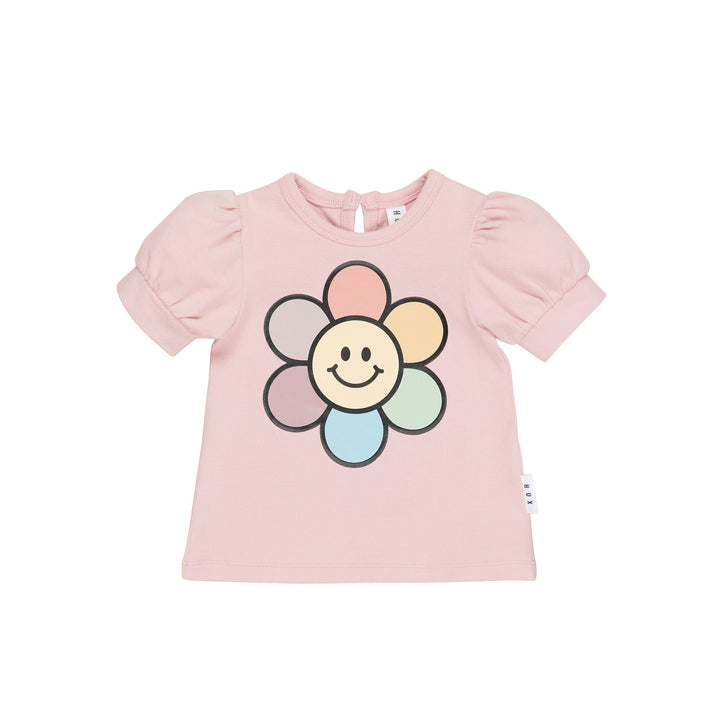 Huxbaby Rainbow Daisy Puff T-Shirt - Peony