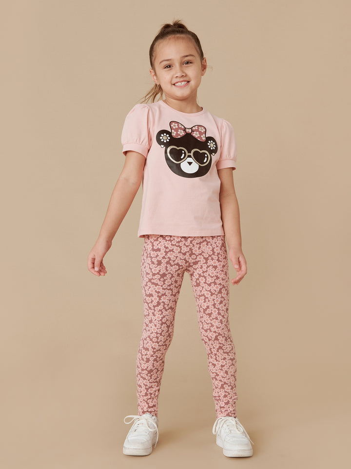 Huxbaby Flower Hux Bear Puff T-Shirt Rosebud