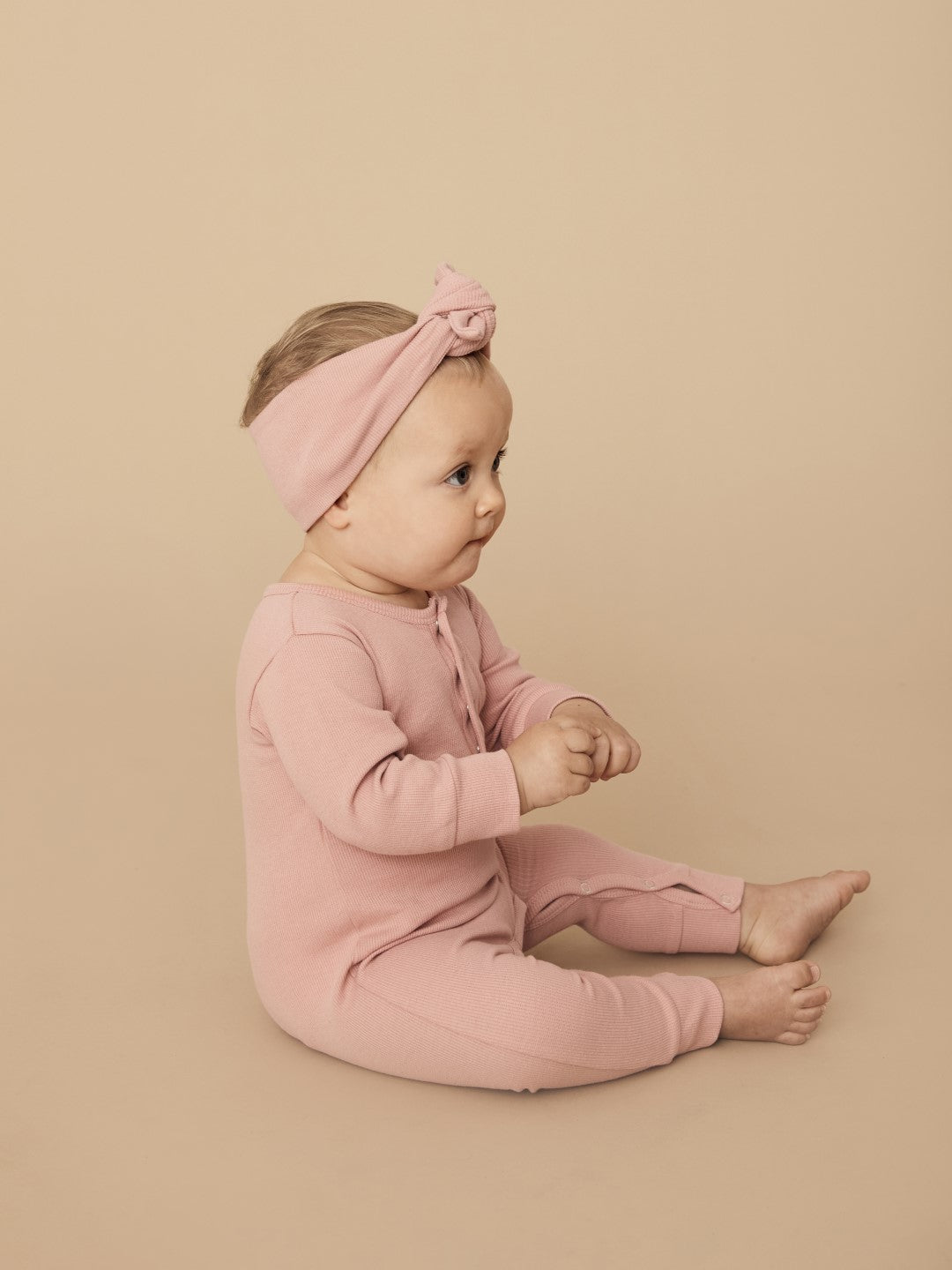 Huxbaby AW22 Drop 1 Rib Romper - Dusty Rose