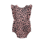 Huxbaby AW22 Drop 1 Leopard Frill Playsuit - Dusty Rose
