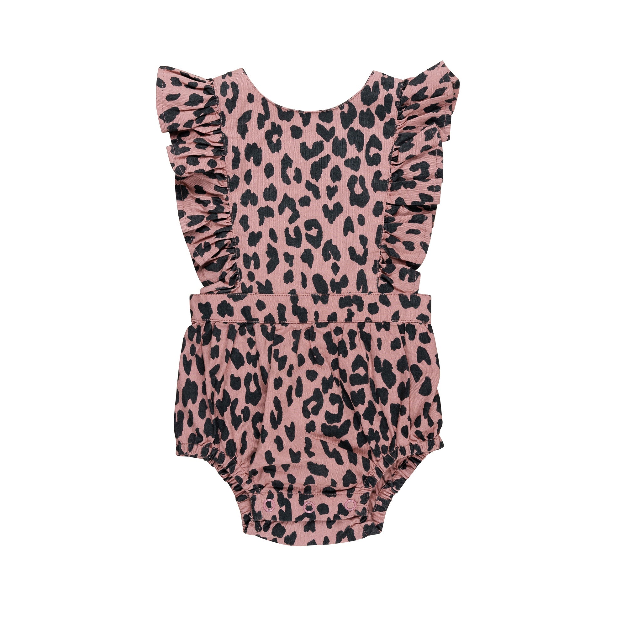 Huxbaby AW22 Drop 1 Leopard Frill Playsuit - Dusty Rose