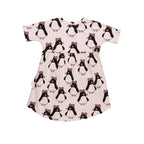 Huxbaby AW22 Drop 1 Bow Penguin Long Sleeve Swirl Dress - Rose