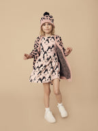 Huxbaby AW22 Drop 1 Bow Penguin Long Sleeve Swirl Dress - Rose