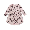 Huxbaby AW22 Drop 1 Bow Penguin Long Sleeve Swirl Dress - Rose