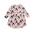Huxbaby AW22 Drop 1 Bow Penguin Long Sleeve Swirl Dress - Rose