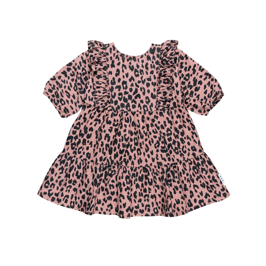 Huxbaby AW22 Drop 1 Leopard Zoe Dress - Dusty Rose