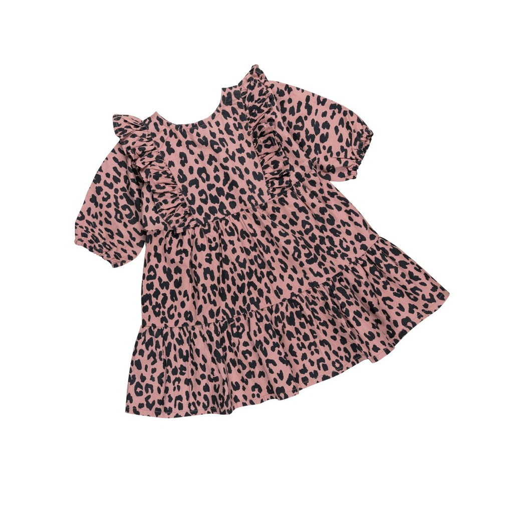 Huxbaby AW22 Drop 1 Leopard Zoe Dress - Dusty Rose