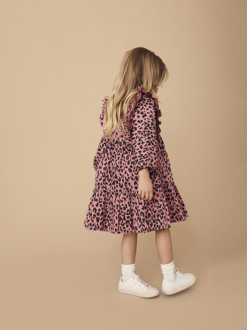 Huxbaby AW22 Drop 1 Leopard Zoe Dress - Dusty Rose
