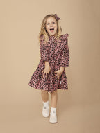 Huxbaby AW22 Drop 1 Leopard Zoe Dress - Dusty Rose