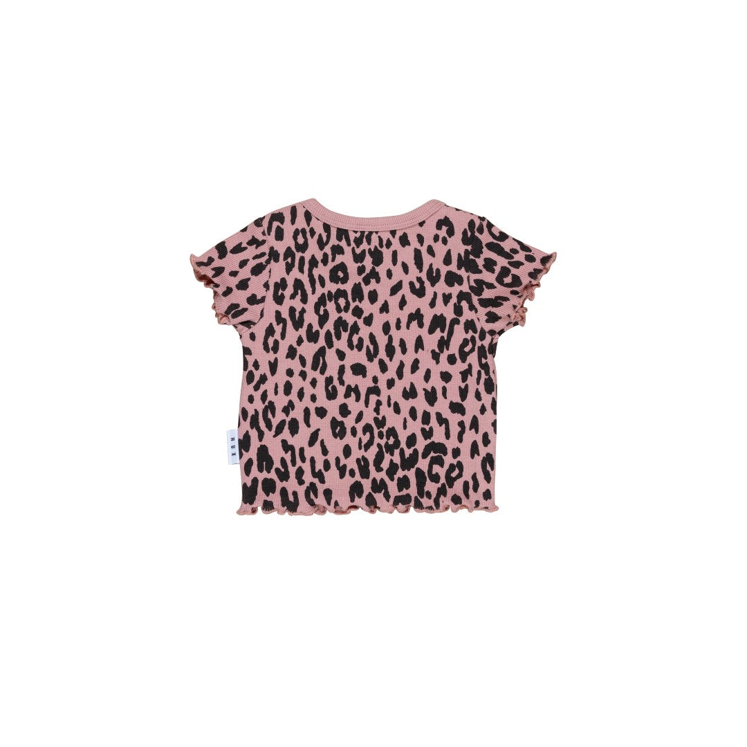 Huxbaby AW22 Drop 1 Leopard Rib Tee - Dusty Rose