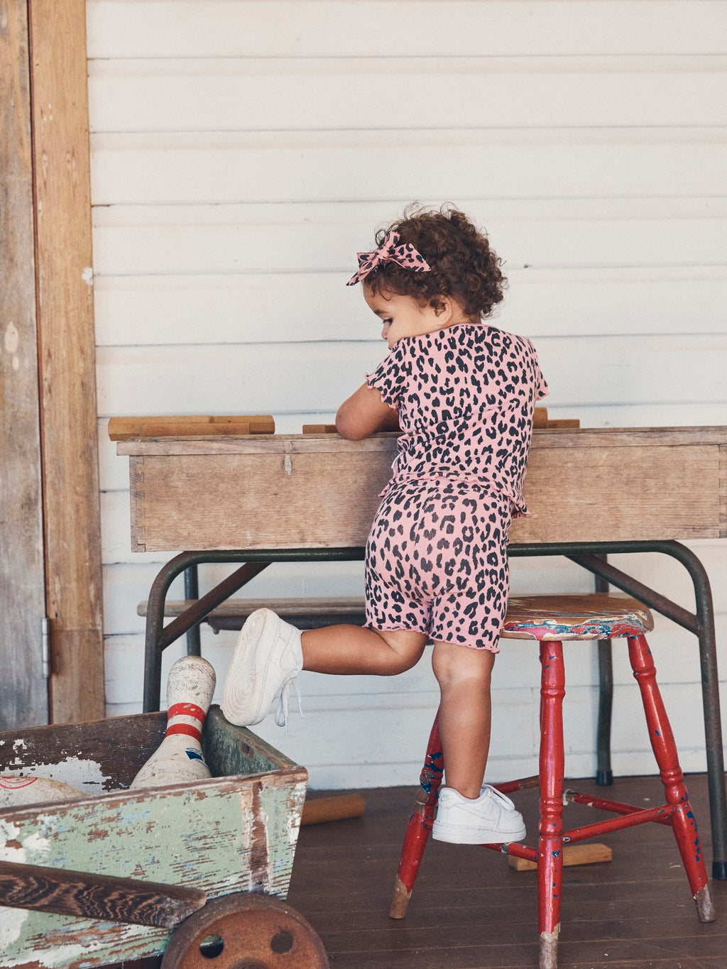 Huxbaby AW22 Drop 1 Leopard Rib Short - Dusty Rose