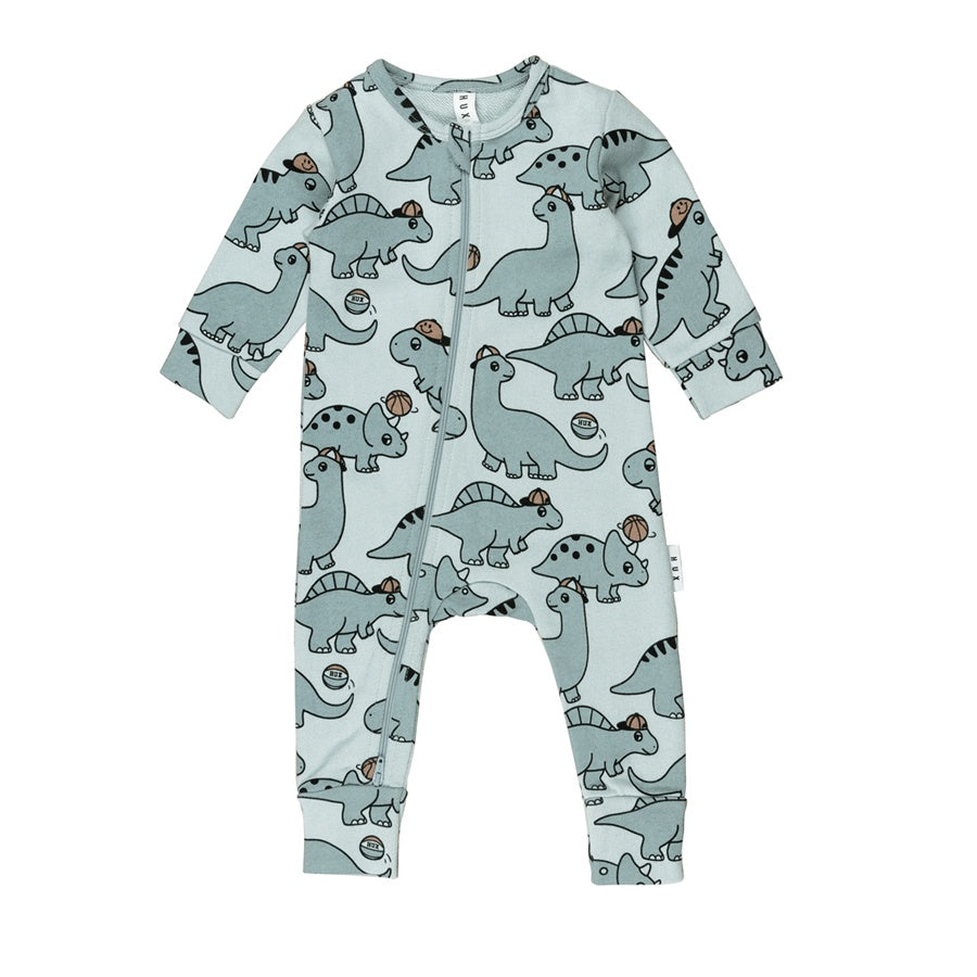 Huxbaby Zip Romper - B-Ball Dino Print