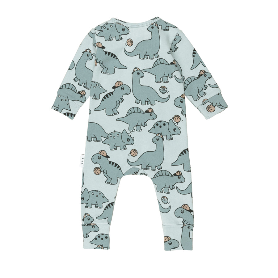 Huxbaby Zip Romper - B-Ball Dino Print